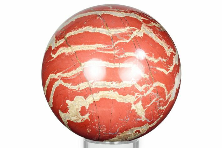 Polished Red Jasper Sphere with Agate Seams - South Africa #326842